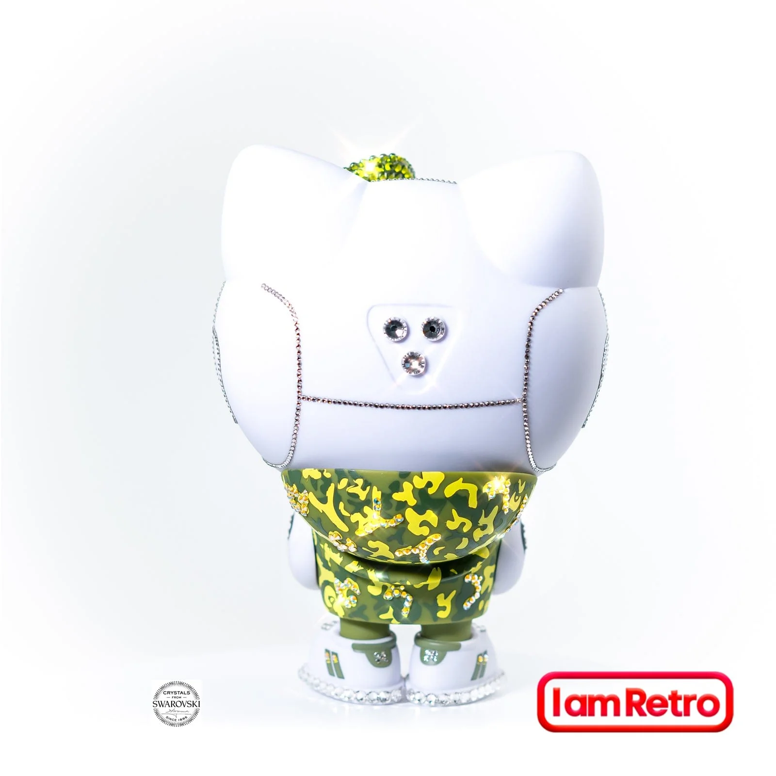 Crystal Green Camo Hello Kitty 8” Figure by Quiccs Embellished with crystals from Swarovski® - Image 2